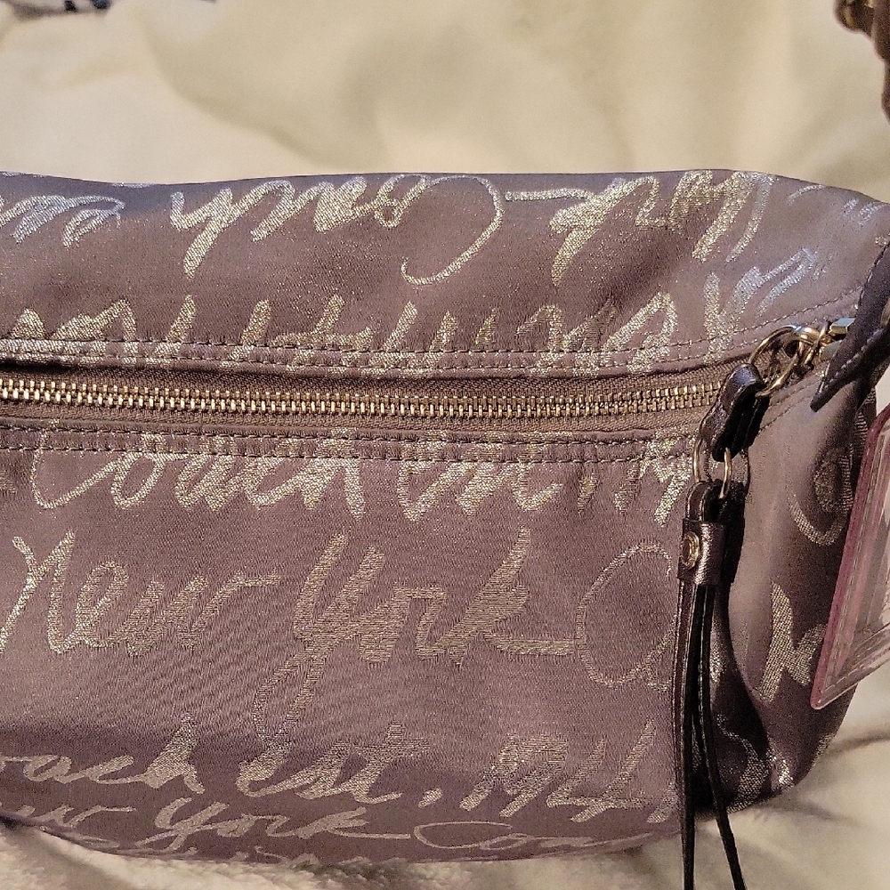 Coach Silver Limited Edition Shoulder Bag w/Elegant Script Pattern, Hangtag - Picture 7 of 15